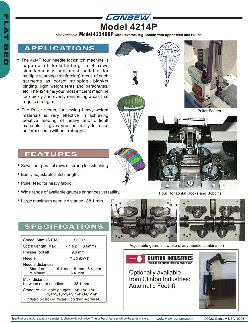 CONSEW 4214P Four Needle Lockstitch Sewing Machine with Puller