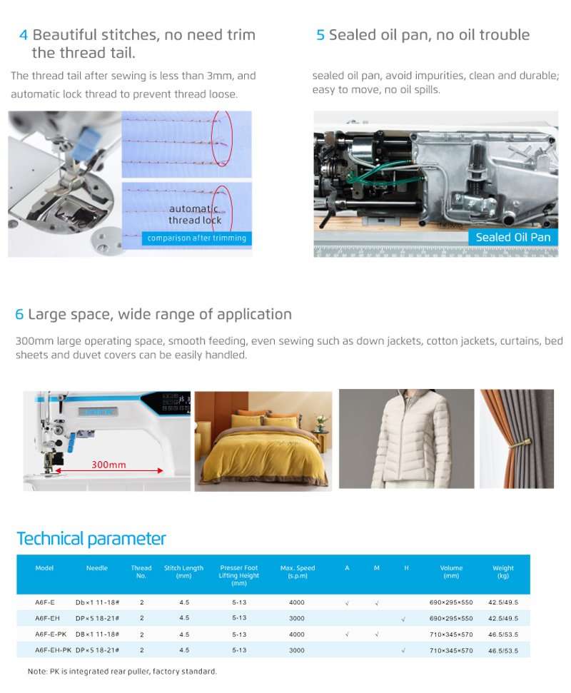 JACK A6F Automatic Needle Feed Sewing Machine