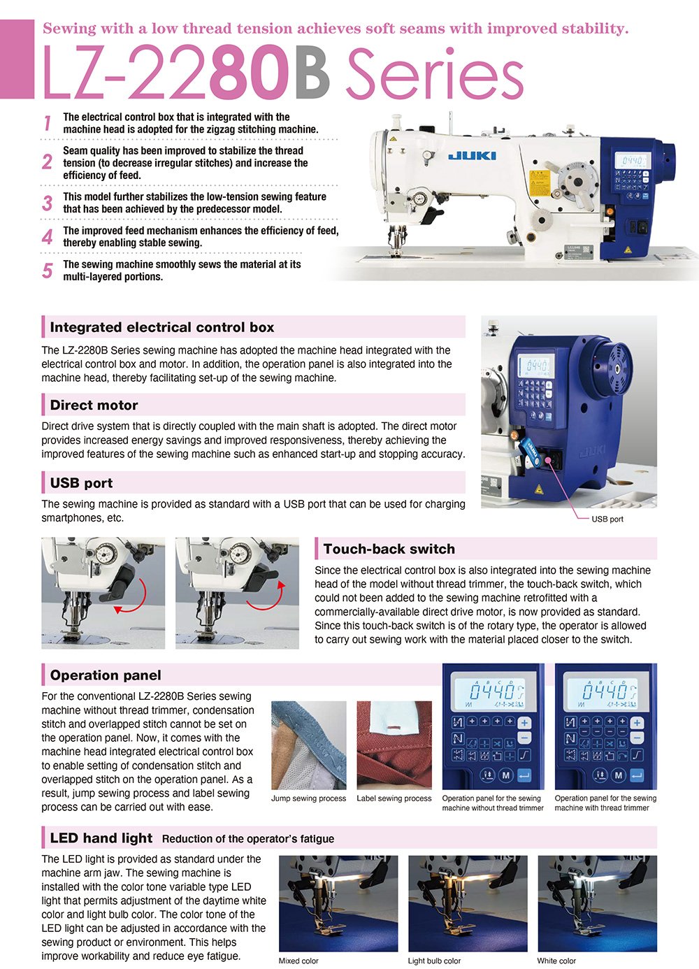 JUKI LZ-2280B High Speed Zig Zag Sewing Machine