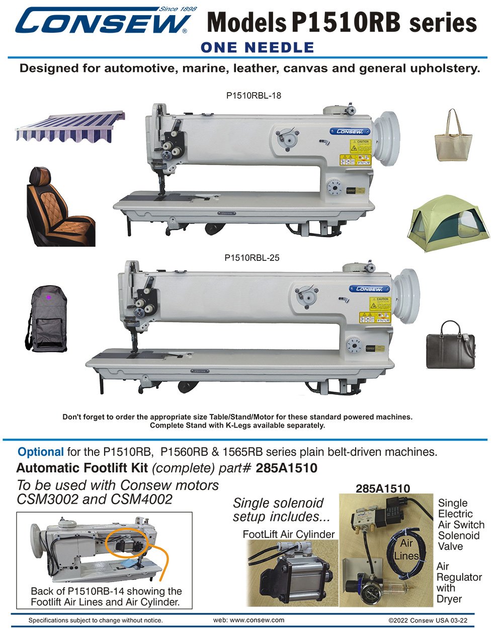 CONSEW P1510RB Long Arm Walking Foot Sewing Machines