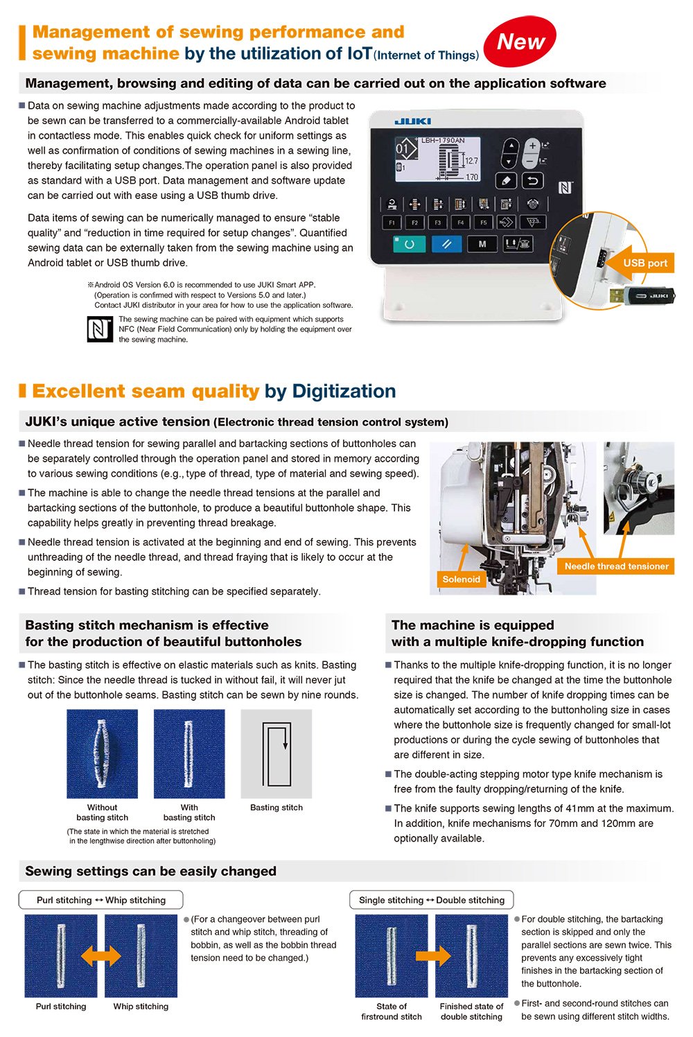 JUKI LBH-1790AN Electronic Button Hole Sewing Machine